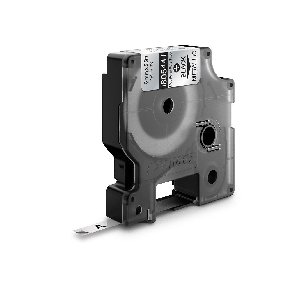 DYMO TRAKA INDUSTRIJSKA POLIESTER 6MM CRNA/METALIK