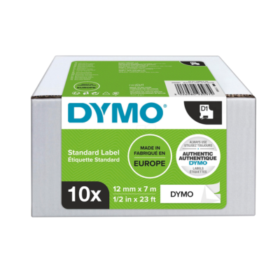 DYMO TRAKA D1 STANDARD 12MM CRNA/BELA 8+2 GRATIS