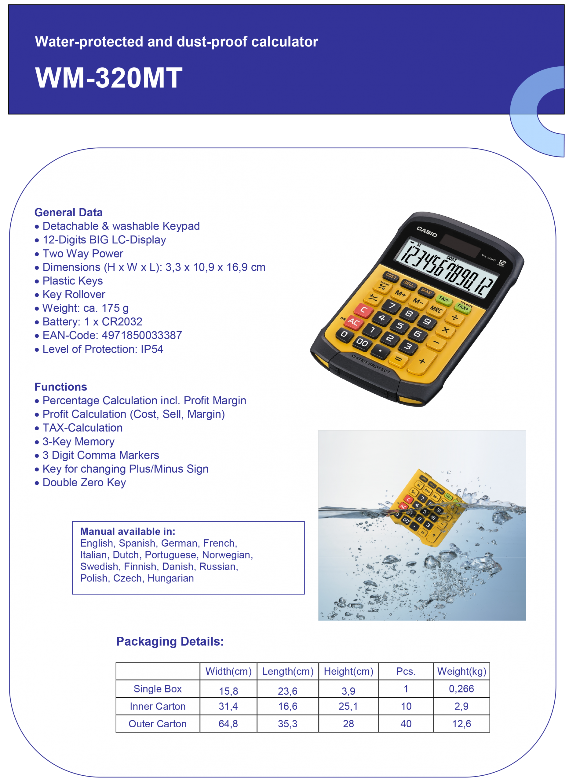 CASIO KALKULATOR WM 320 MT - Slika 3