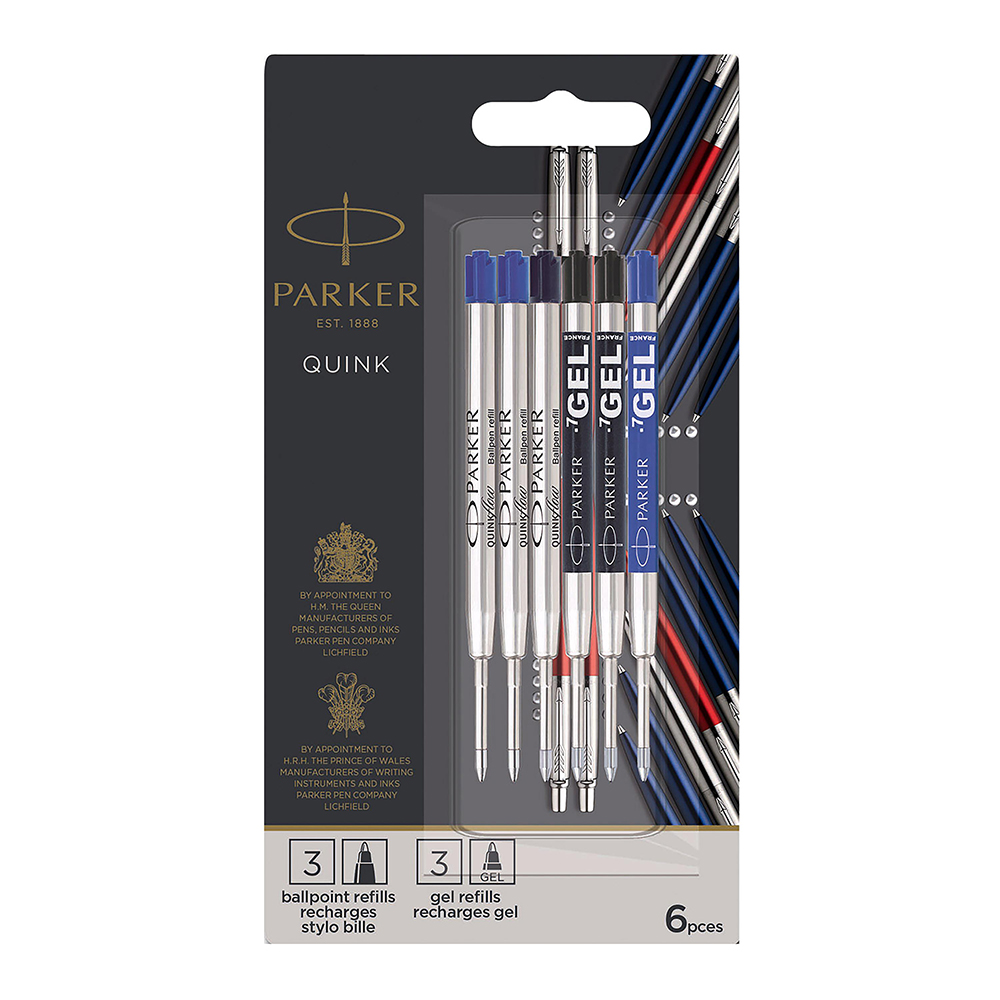 PARKER Refili za GEL/Hemijsku olovku Royal Quink 3+3 - Slika 2