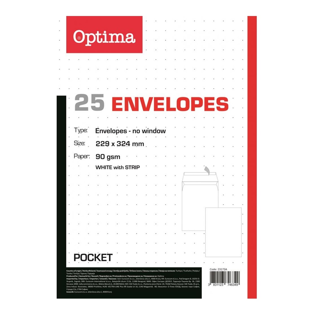 OPTIMA koverte 23x33 bez prozora 25 kom.