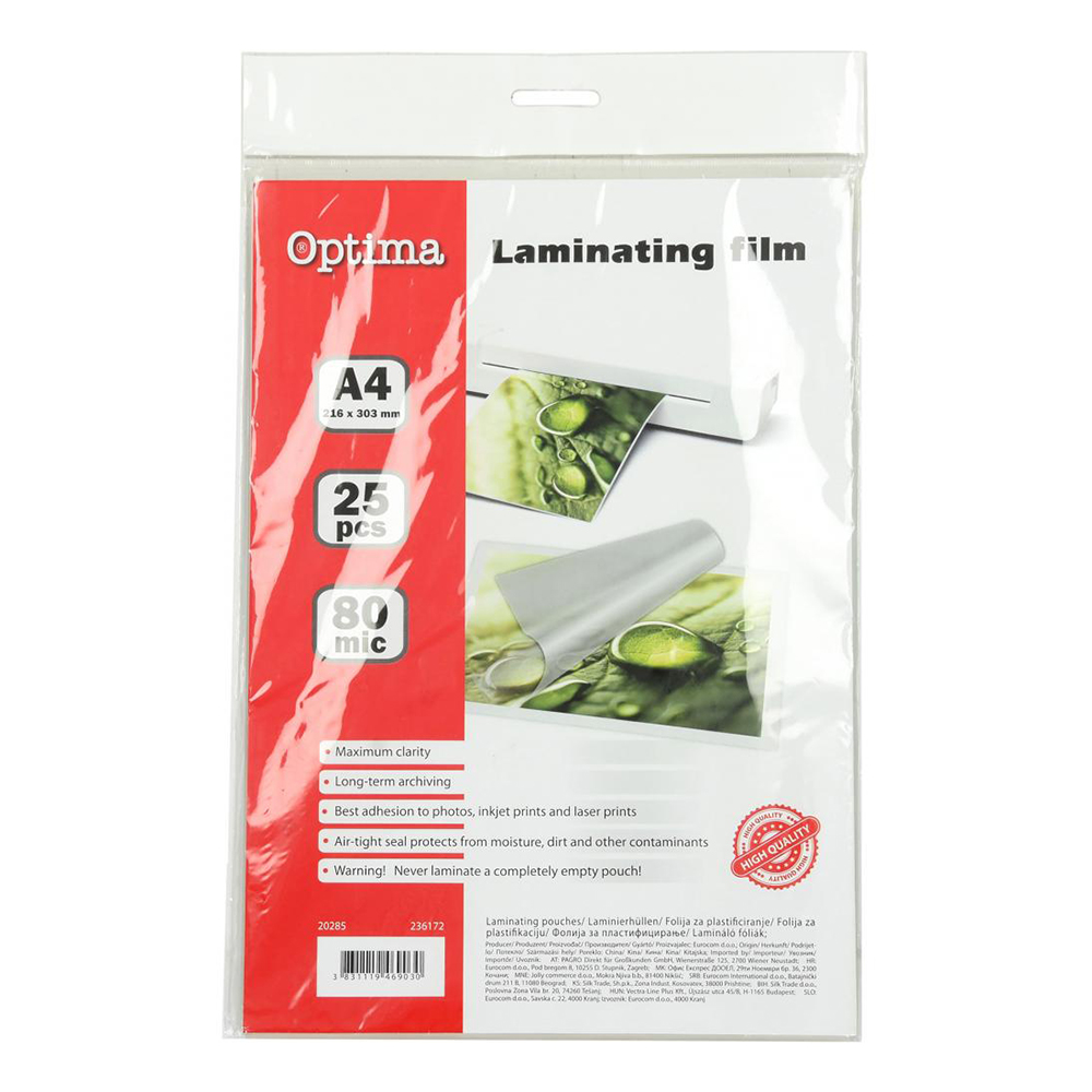 OPTIMA folija za plastificiranje A4 80MY