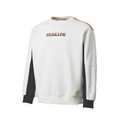 PEAK muški beli duks sa okruglim izrezom FW6224117 PURE WHITE sa flisom
