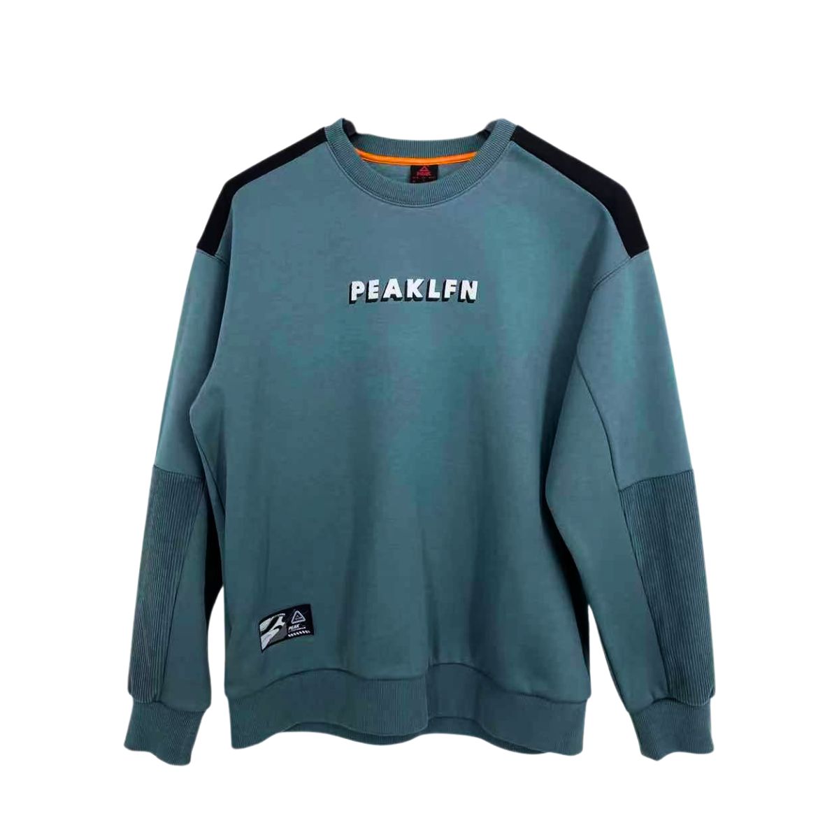 PEAK muški zeleno-crni duks sa okruglim izrezom FW6224117 GREEN/BLACK sa flisom